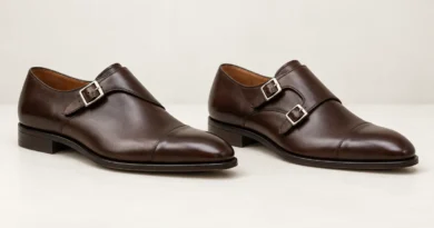 Dvě hnědé polobotky monk strap s jednou a dvěma kovovými sponami