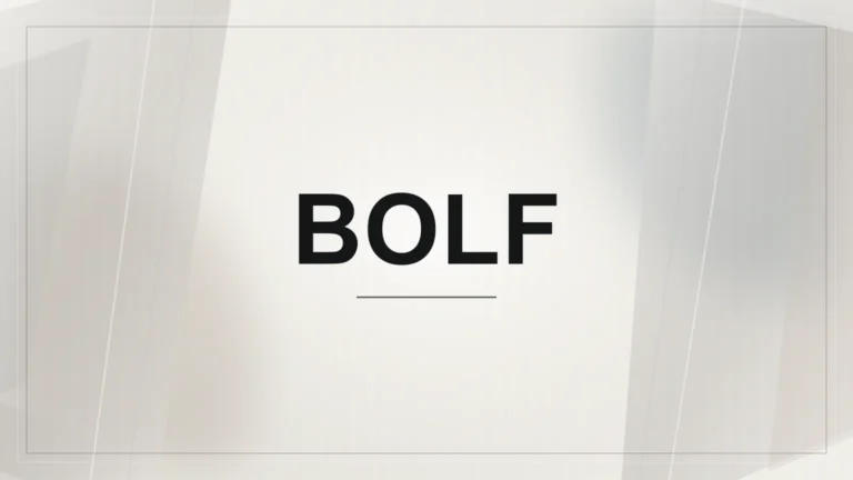 Nápis Bolf na světlém abstraktním geometrickém pozadí