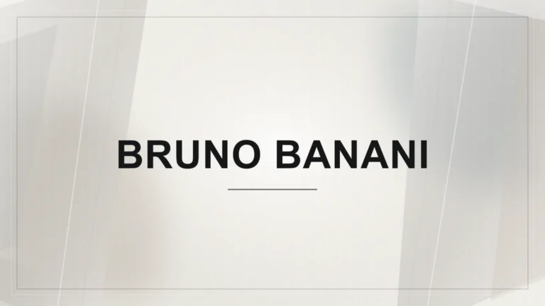 Nápis Bruno Banani na světlém abstraktním geometrickém pozadí