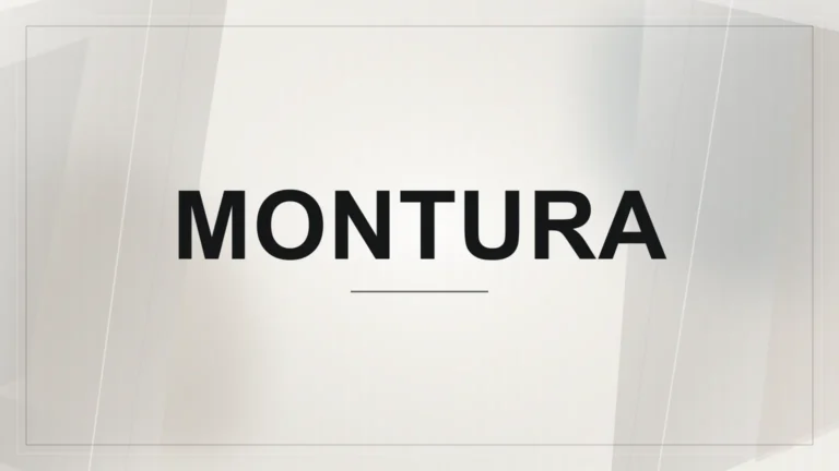 Nápis Montura na světlém abstraktním geometrickém pozadí