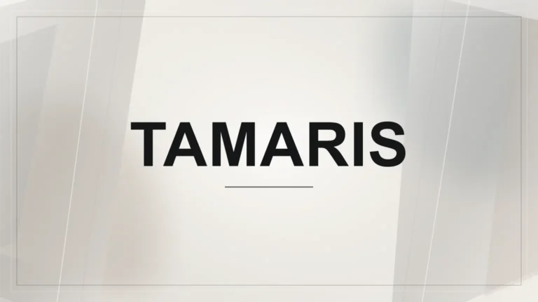 Světlý geometrický náhled s nápisem Tamaris